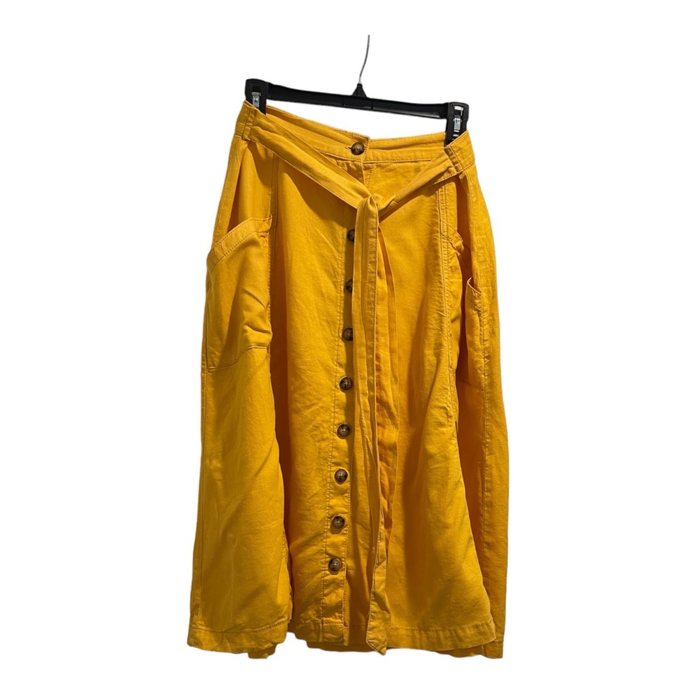 a.n.a Mustard Button-Front A-Line Skirt